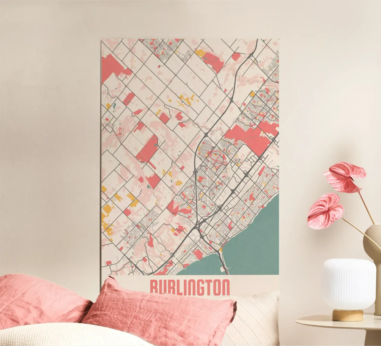 Burlington stadsplattegrond - Stijlvolle kunstdruk | FineArt Print poster van MOOODZART