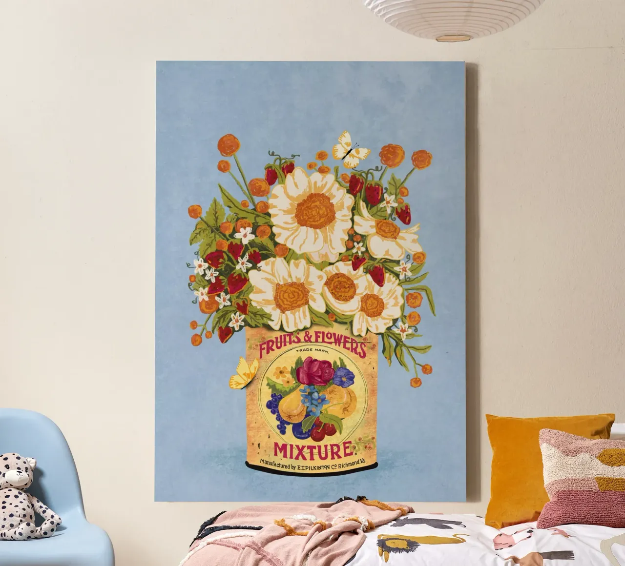 Bloemen in een Vintage Theeblik canvas met Baklijst van Raissa Oltmanns