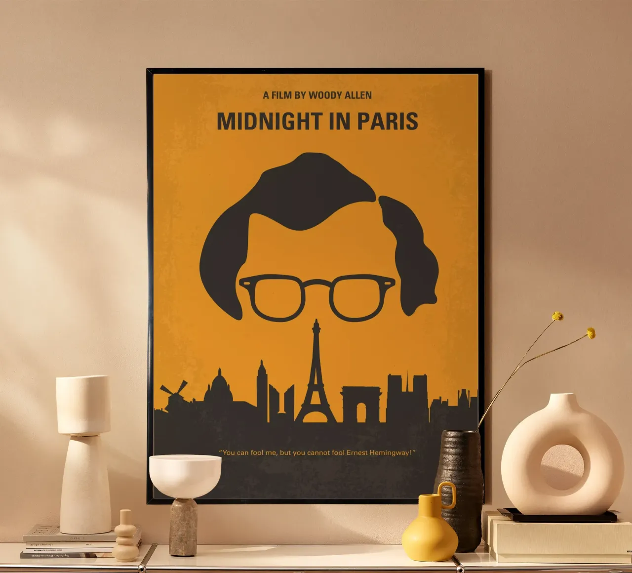 No312 My Midnight in Paris minimal movie poster poster con telaio in alluminio da Chungkong