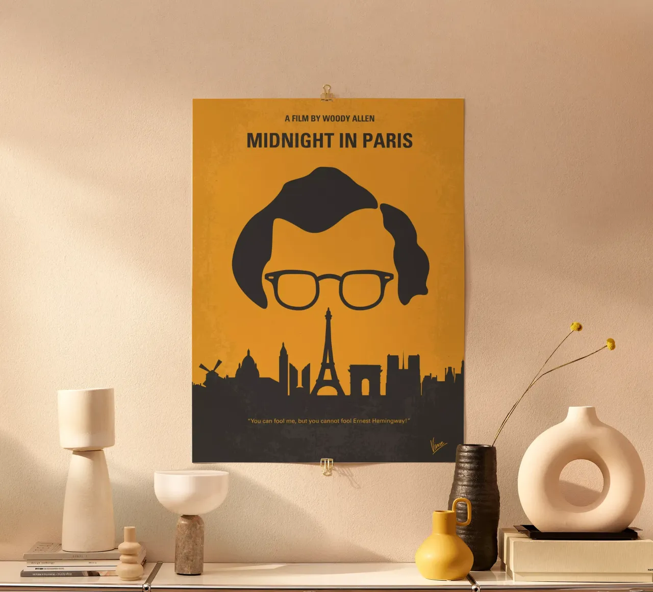No312 My Midnight in Paris minimal movie poster poster con telaio in alluminio da Chungkong