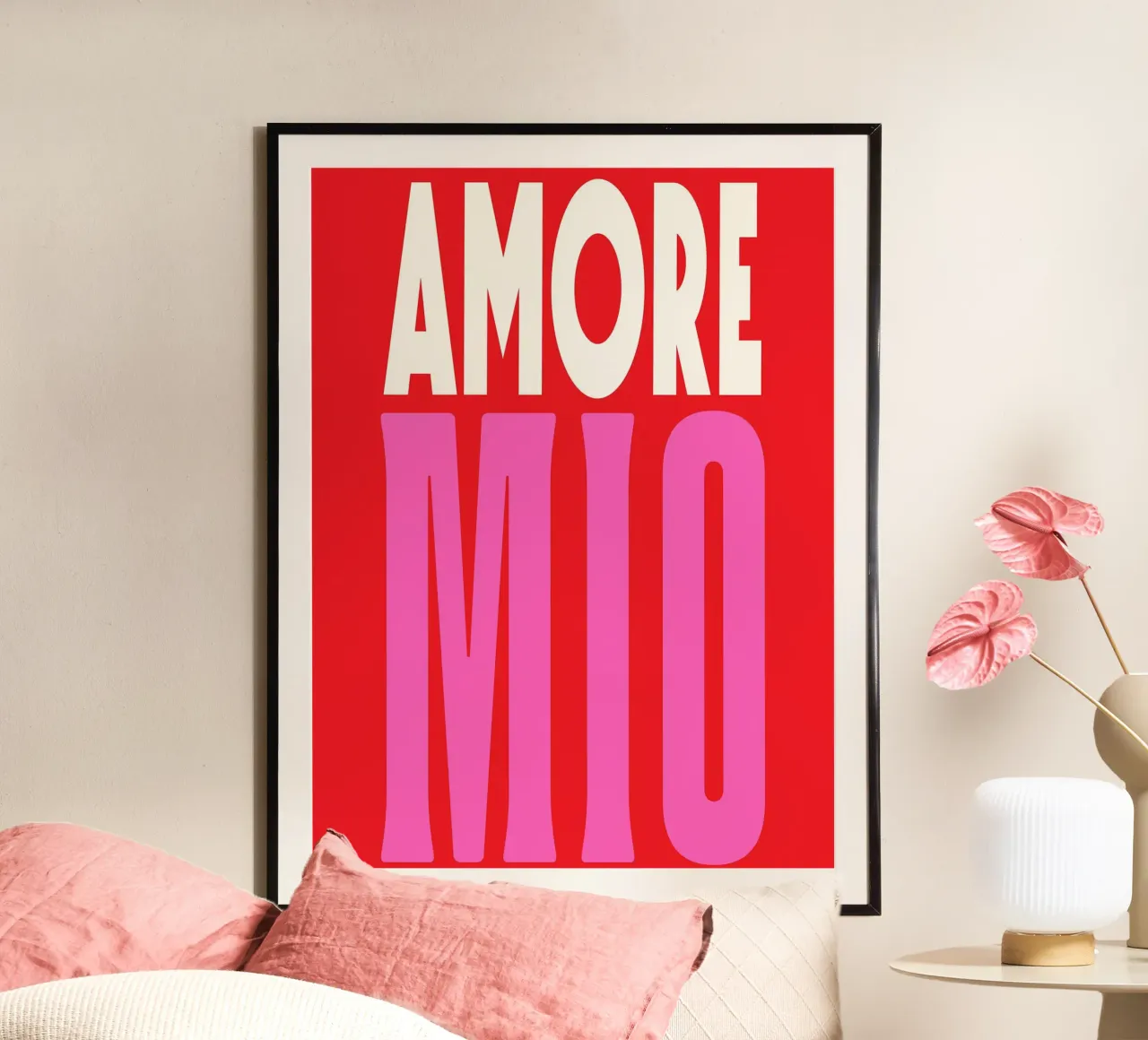 Amore Mio Sommer pop poster avec cadre en bois de Carinaprint