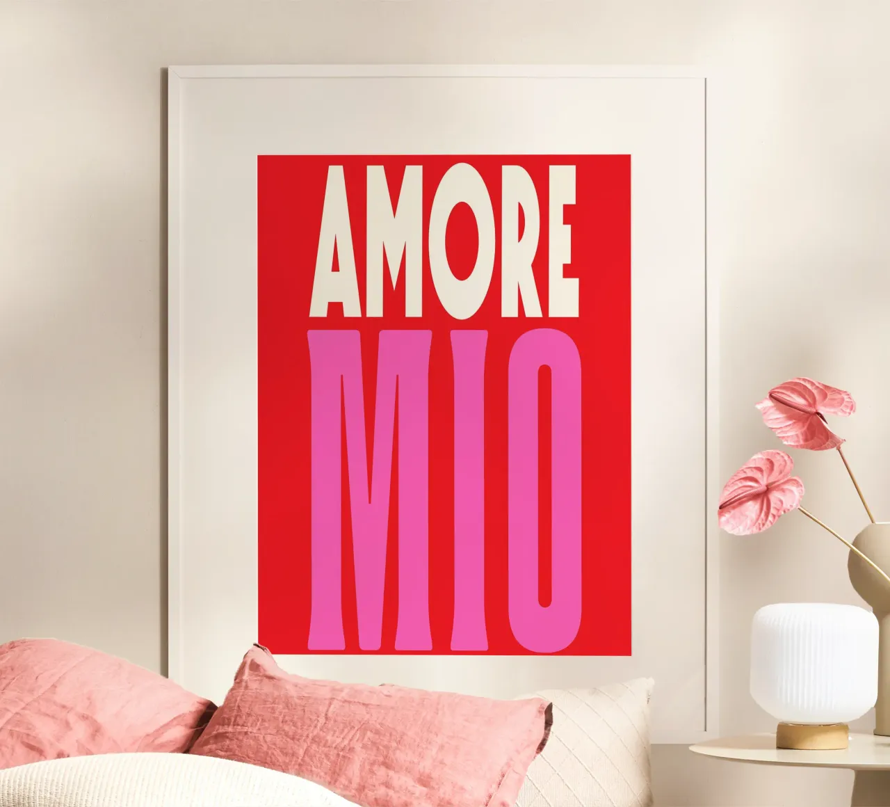 Amore Mio Sommer pop poster avec cadre en bois de Carinaprint