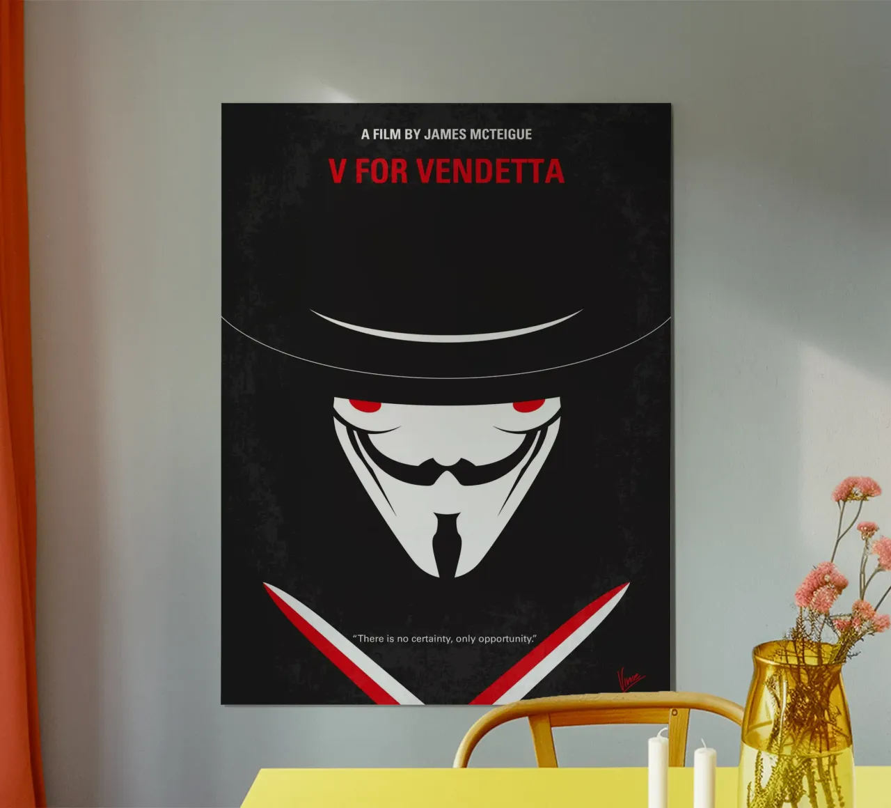 No319 My V for Vendetta minimal movie poster carta hahnemühle da Chungkong