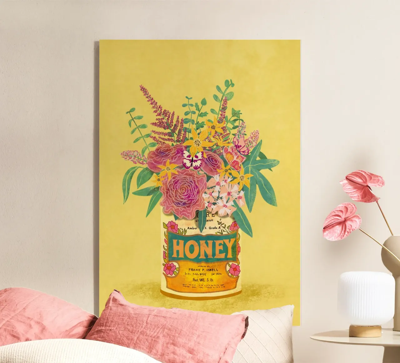 Flowers in a vintage Honey Can acrylic glass by Raissa Oltmanns
