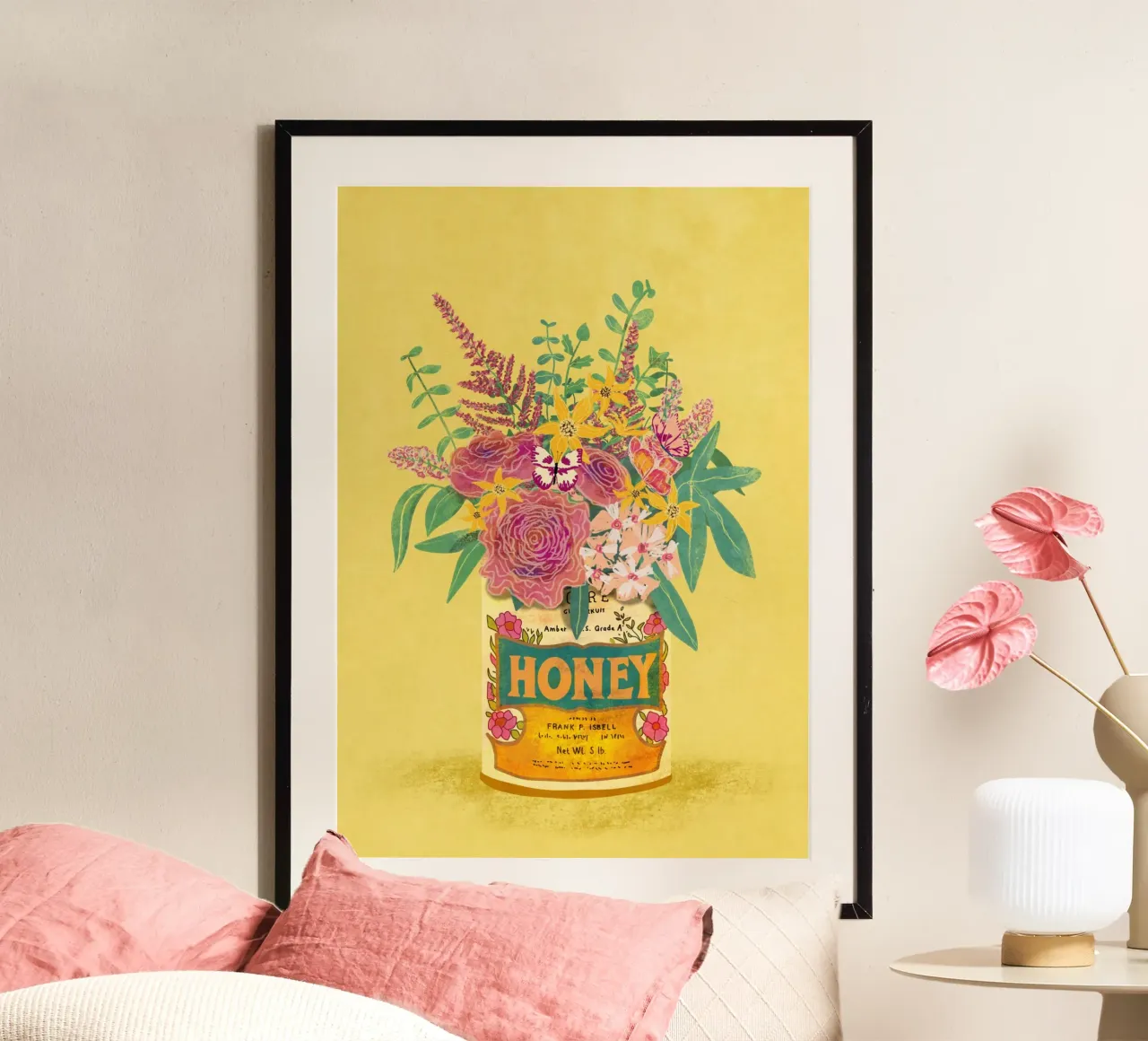 Fiori in un barattolo di miele vintage poster da Raissa Oltmanns