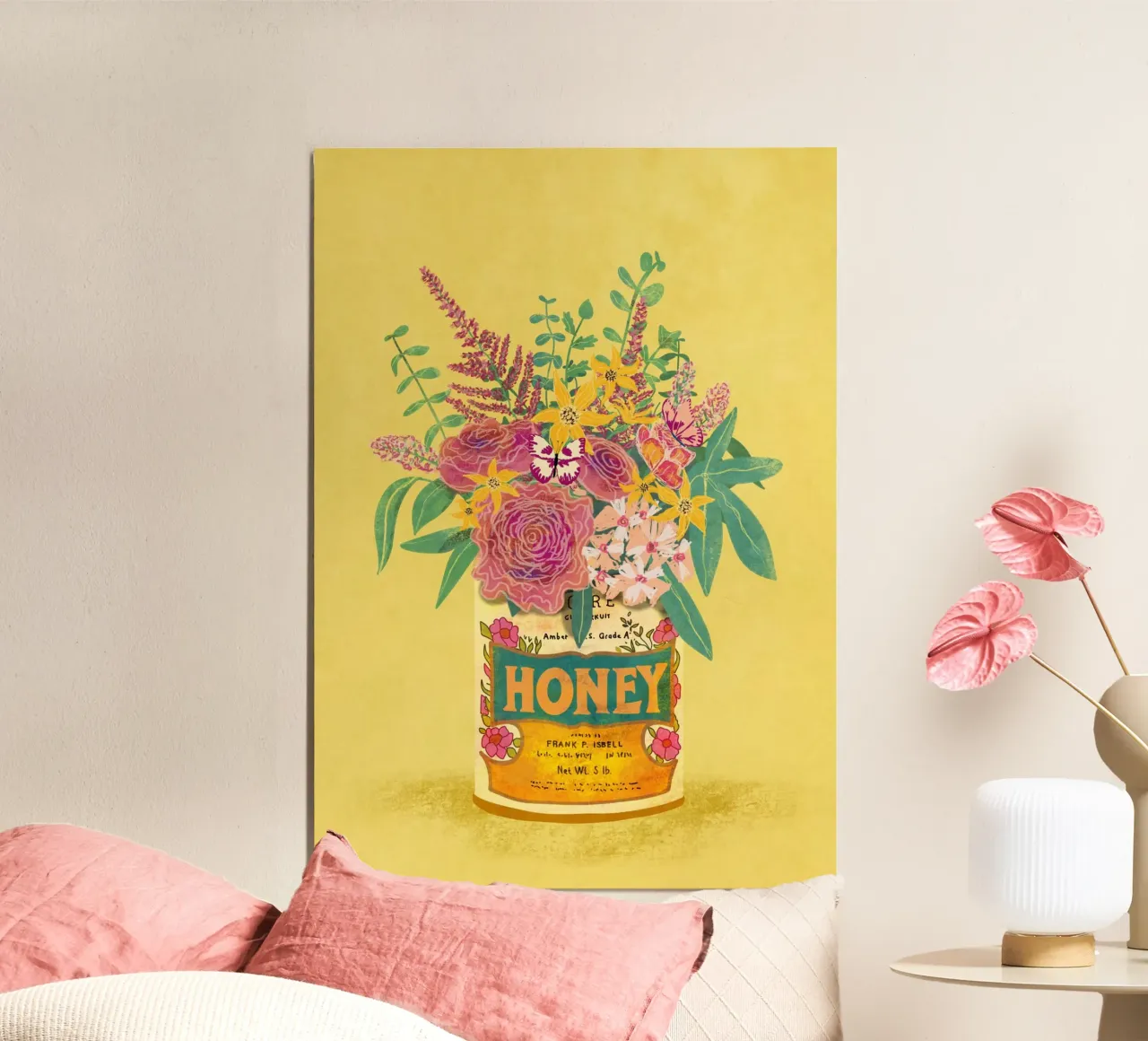 Fiori in un barattolo di miele vintage poster da Raissa Oltmanns