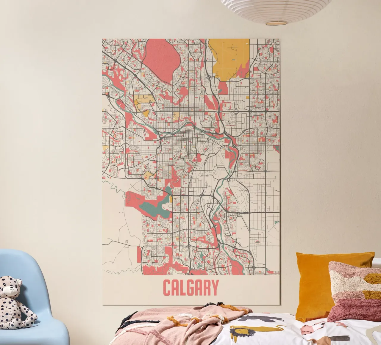 Mappa della città di Calgary - Stampa d'arte elegante | FineArt Print poster con telaio in alluminio da MOOODZART