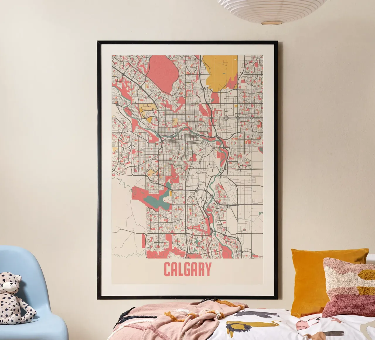 Mappa della città di Calgary - Stampa d'arte elegante | FineArt Print poster con telaio in alluminio da MOOODZART