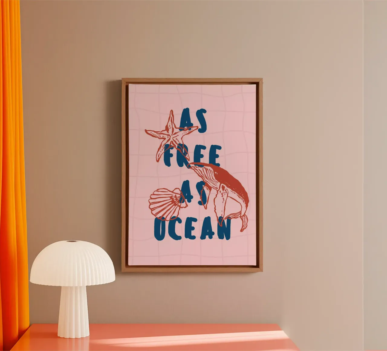 Boho Vacation 2 Free as Ocean tela con Cornice a cassetta da Boho Print Collection
