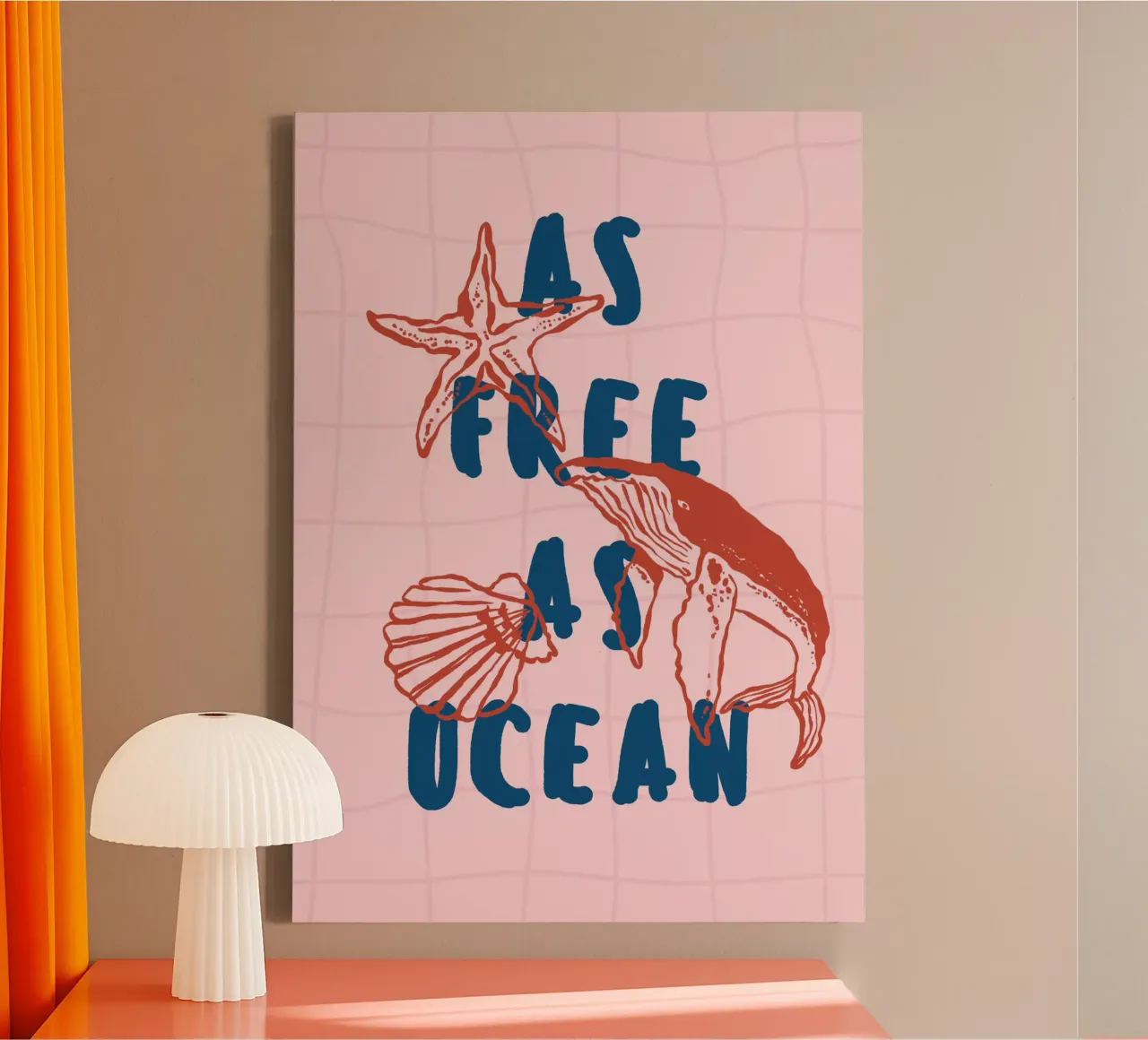Boho Vacation 2 Free as Ocean tela con Cornice a cassetta da Boho Print Collection
