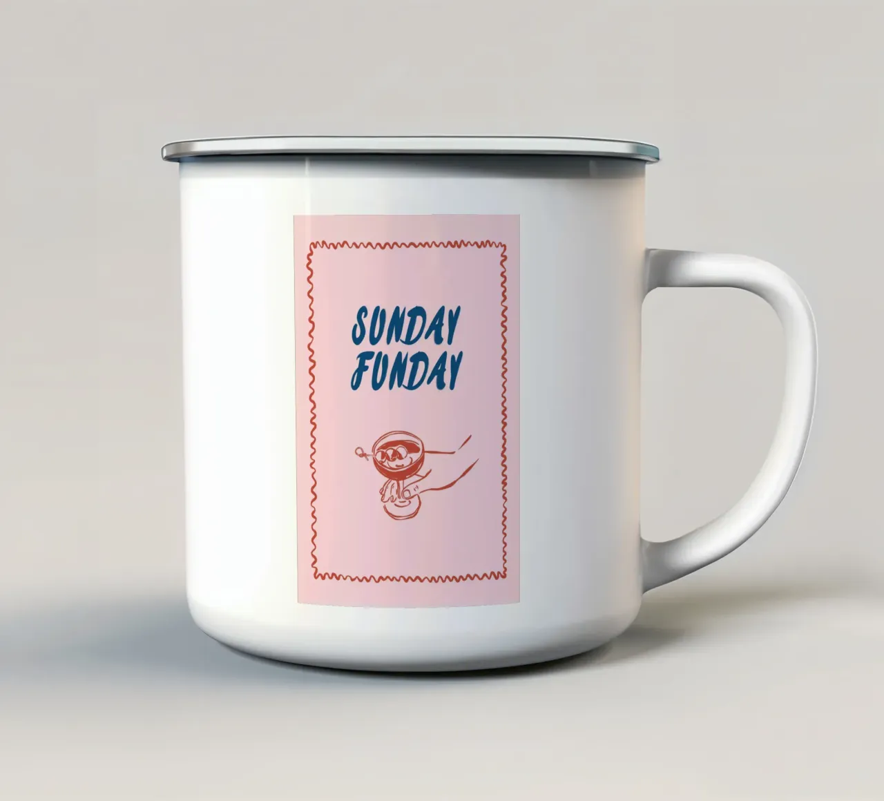 Boho Vacation 1 Sunday Funday tazza in smalto da Boho Print Collection