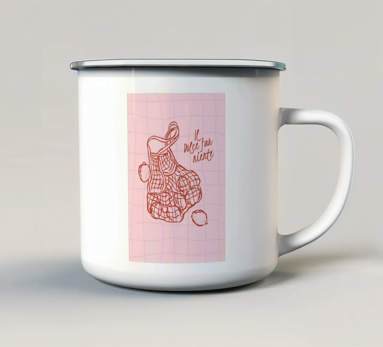 Boho Vacation 1 Il Dolce far Niente tazza in smalto da Boho Print Collection