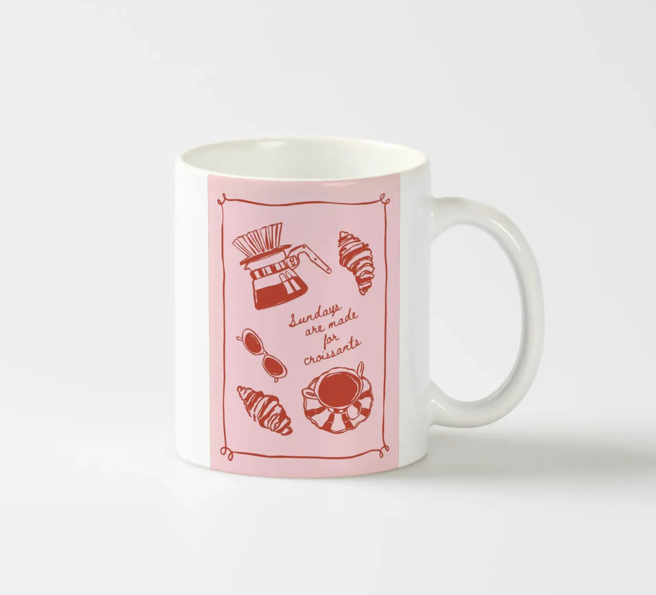 Boho Vacation 2 Sunday Croissant tazza in ceramica da Boho Print Collection