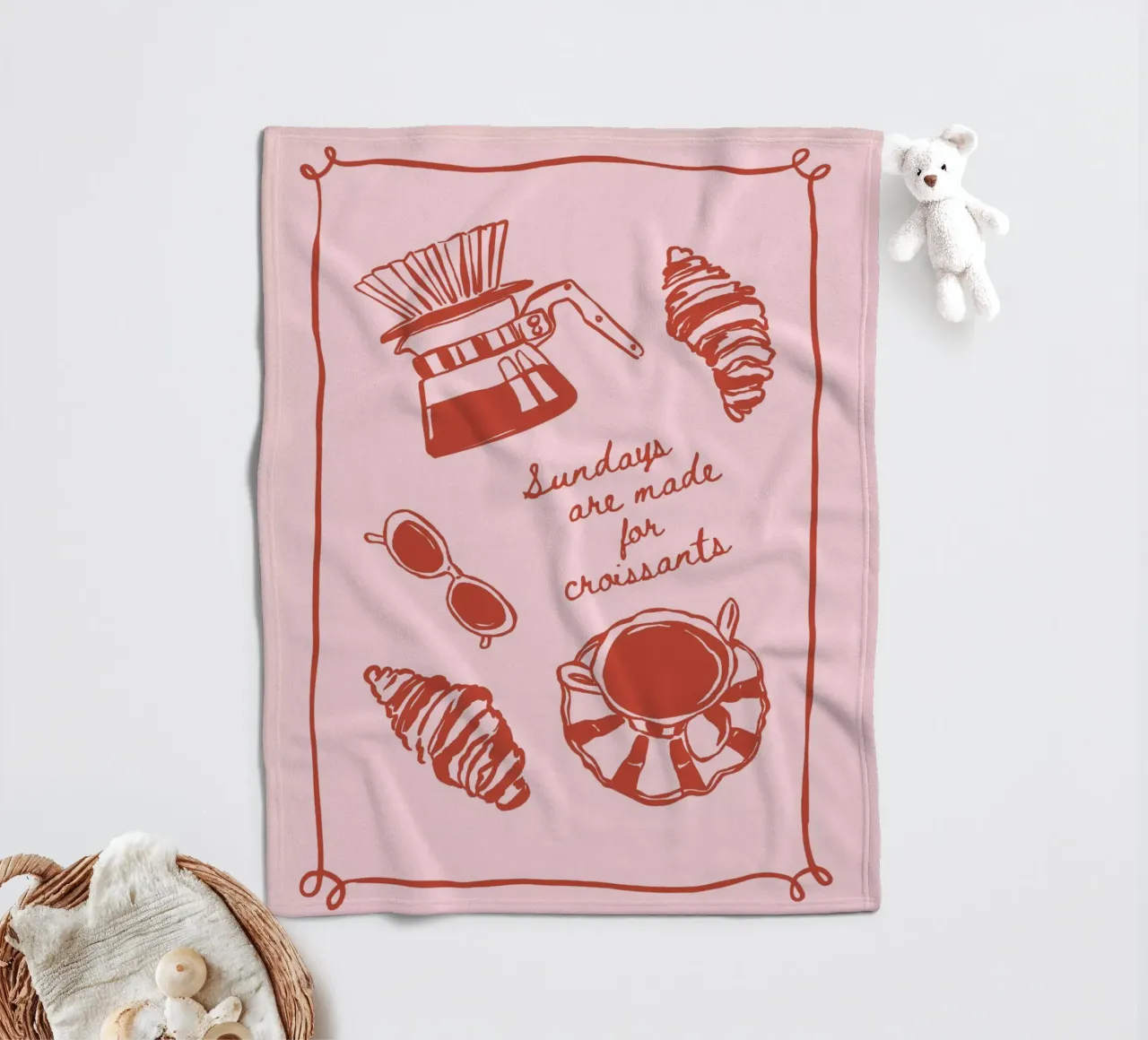 Boho Vacation 2 Sunday Croissant coperta in pile da Boho Print Collection
