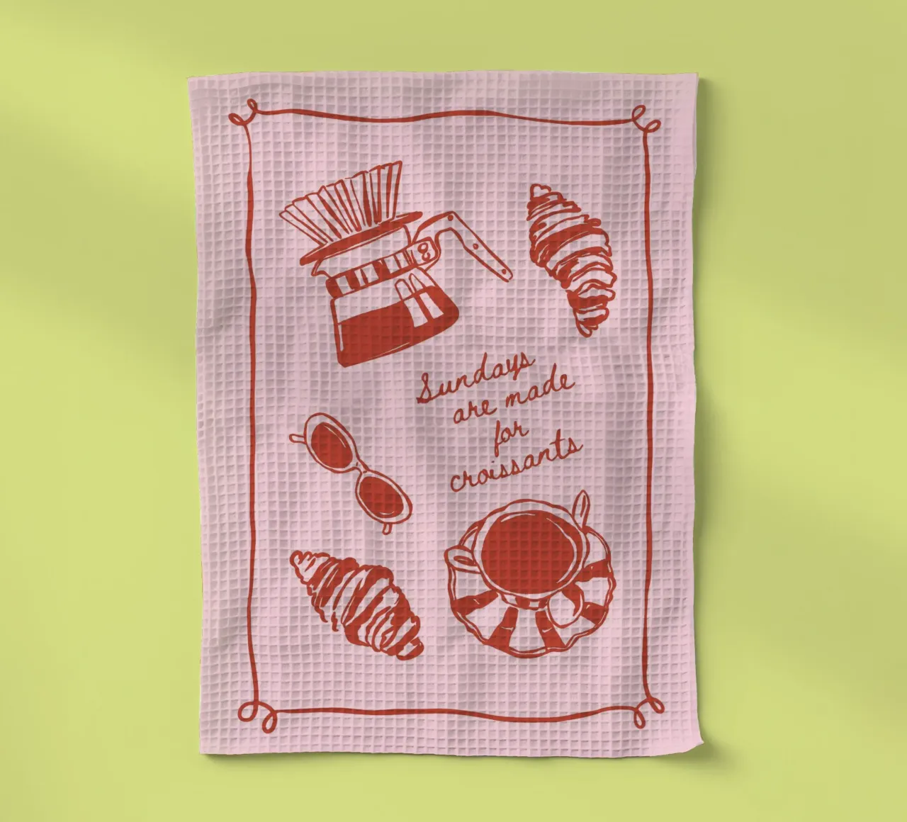 Boho Vacation 2 Sunday Croissant canovaccio da cucina da Boho Print Collection