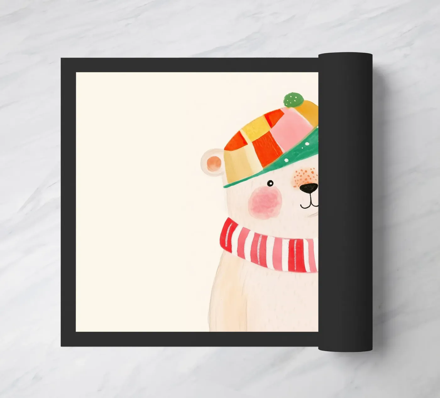 Bear with a cap doormat by Little Art Lab