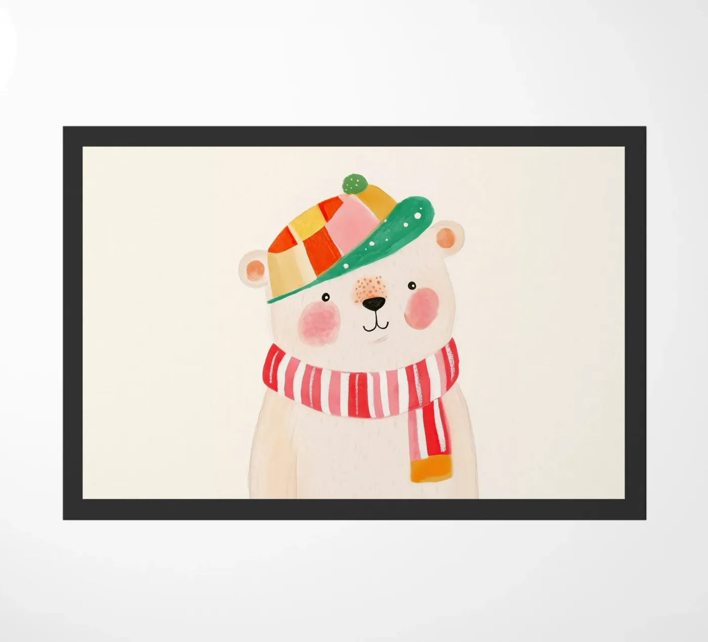 Bear with a cap doormat by Little Art Lab