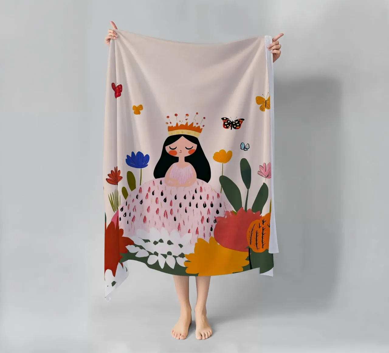 Principessa e farfalla telo mare da Little Art Lab