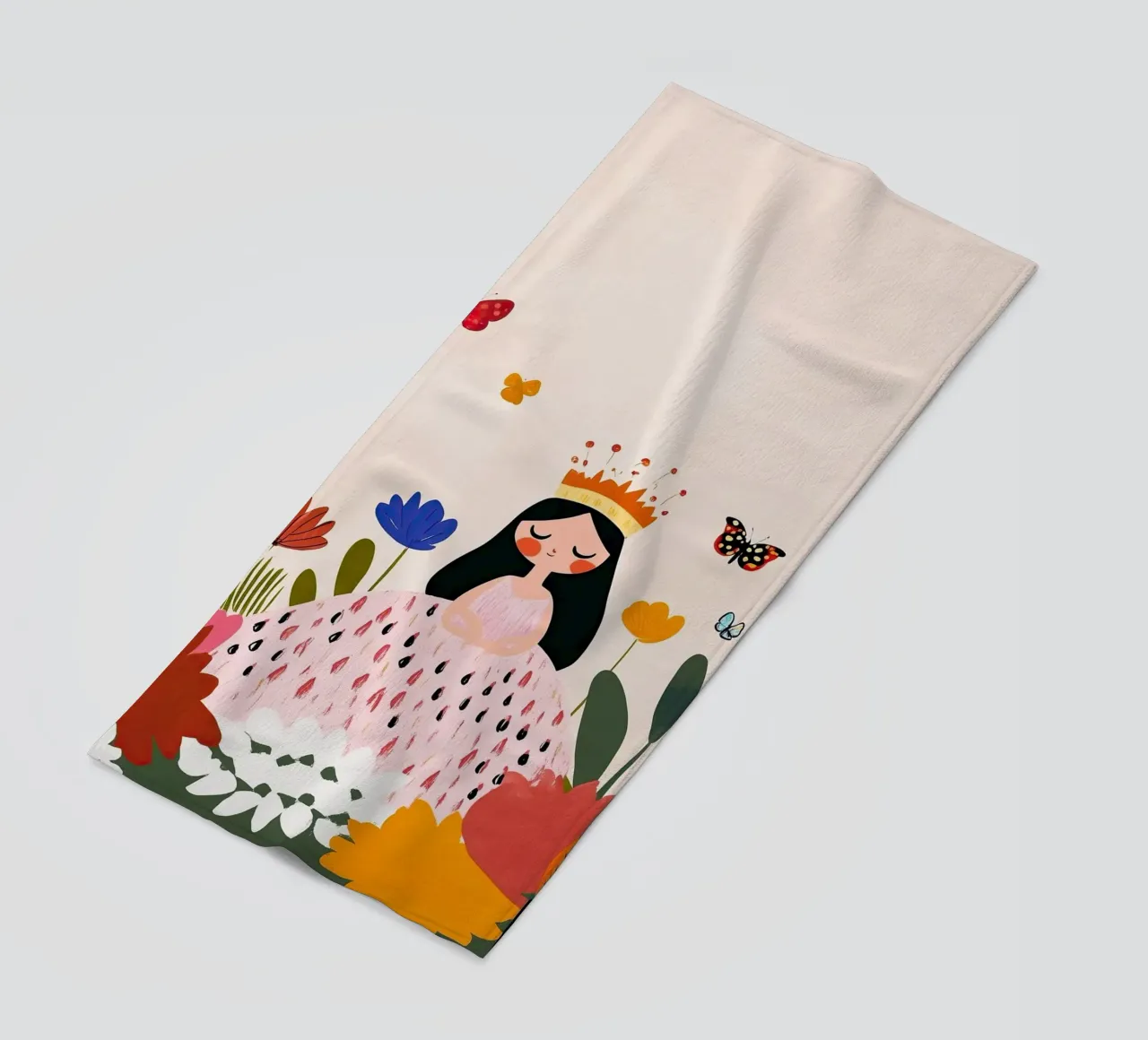 Principessa e farfalla telo mare da Little Art Lab