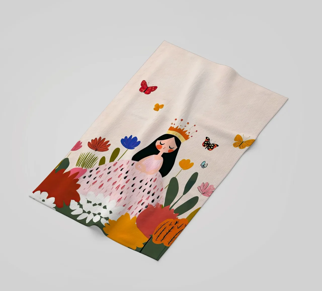 Principessa e farfalla telo mare da Little Art Lab