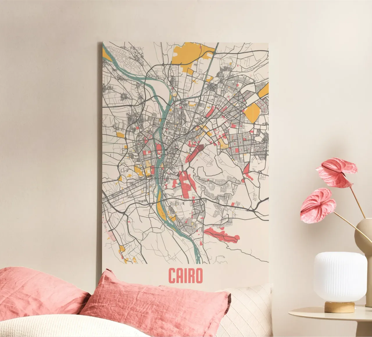 Cairo City Map - Stylish Art Print | FineArt Print canvas with Floater frame by MOOODZART