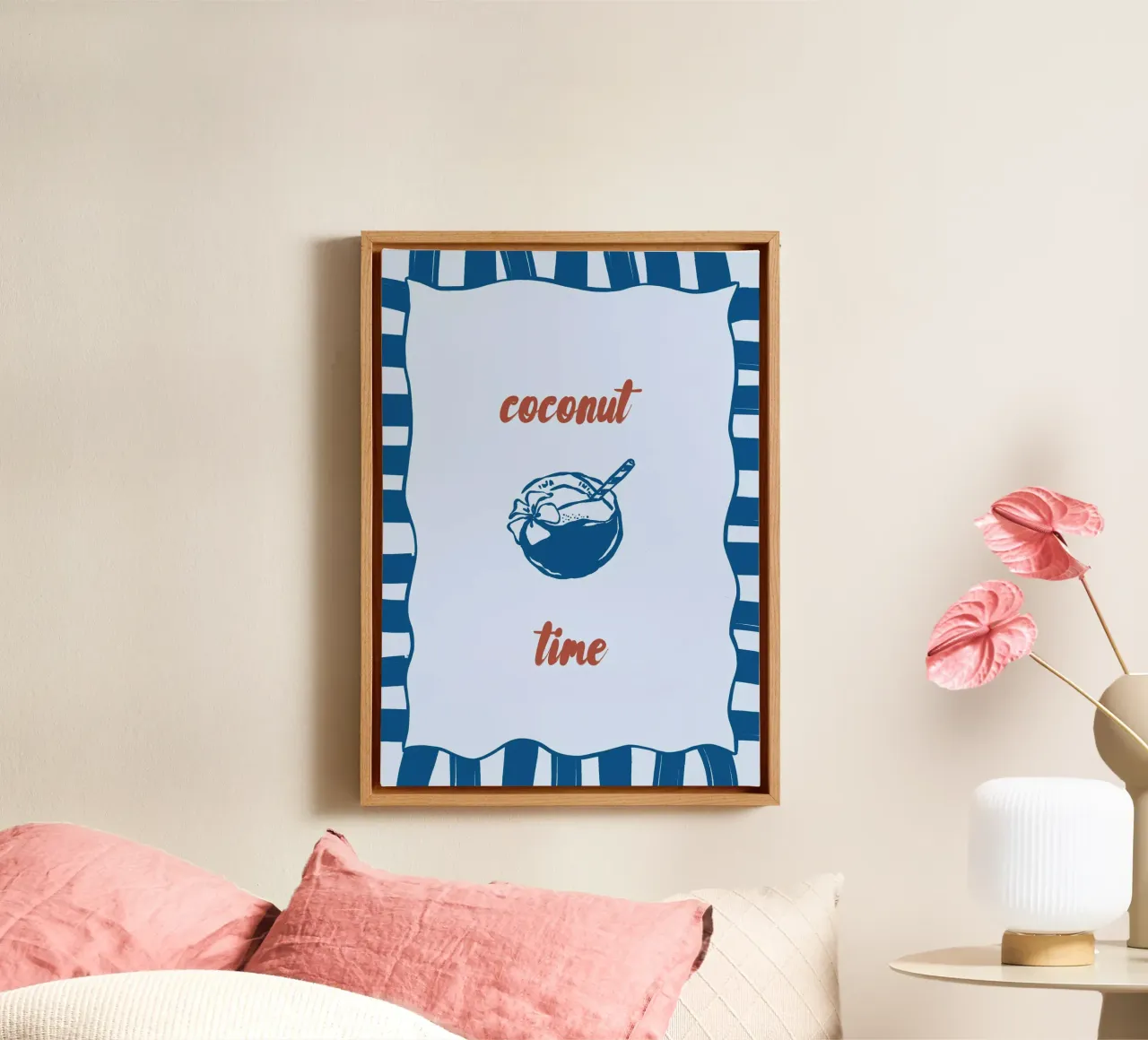 Boho Vacation 4 Coconut Time tela con Cornice a cassetta da Boho Print Collection