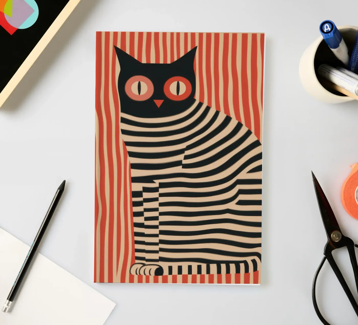 striped cat devil notebook by Autofocus