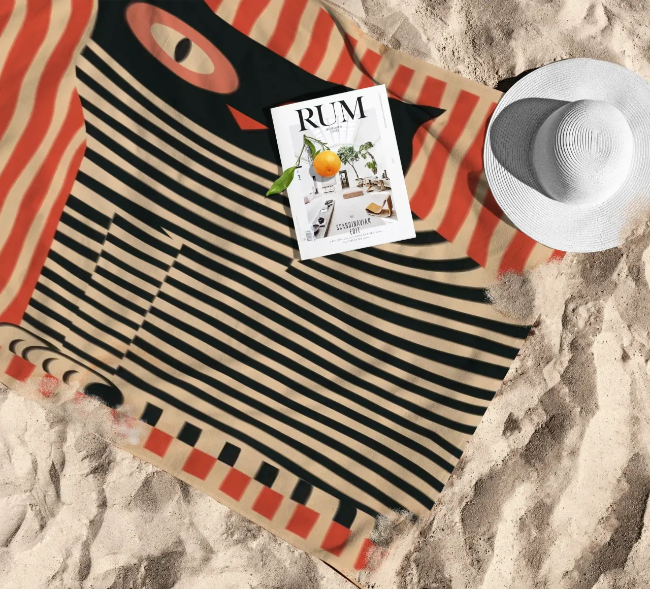 striped cat devil strandhanddoek van Autofocus