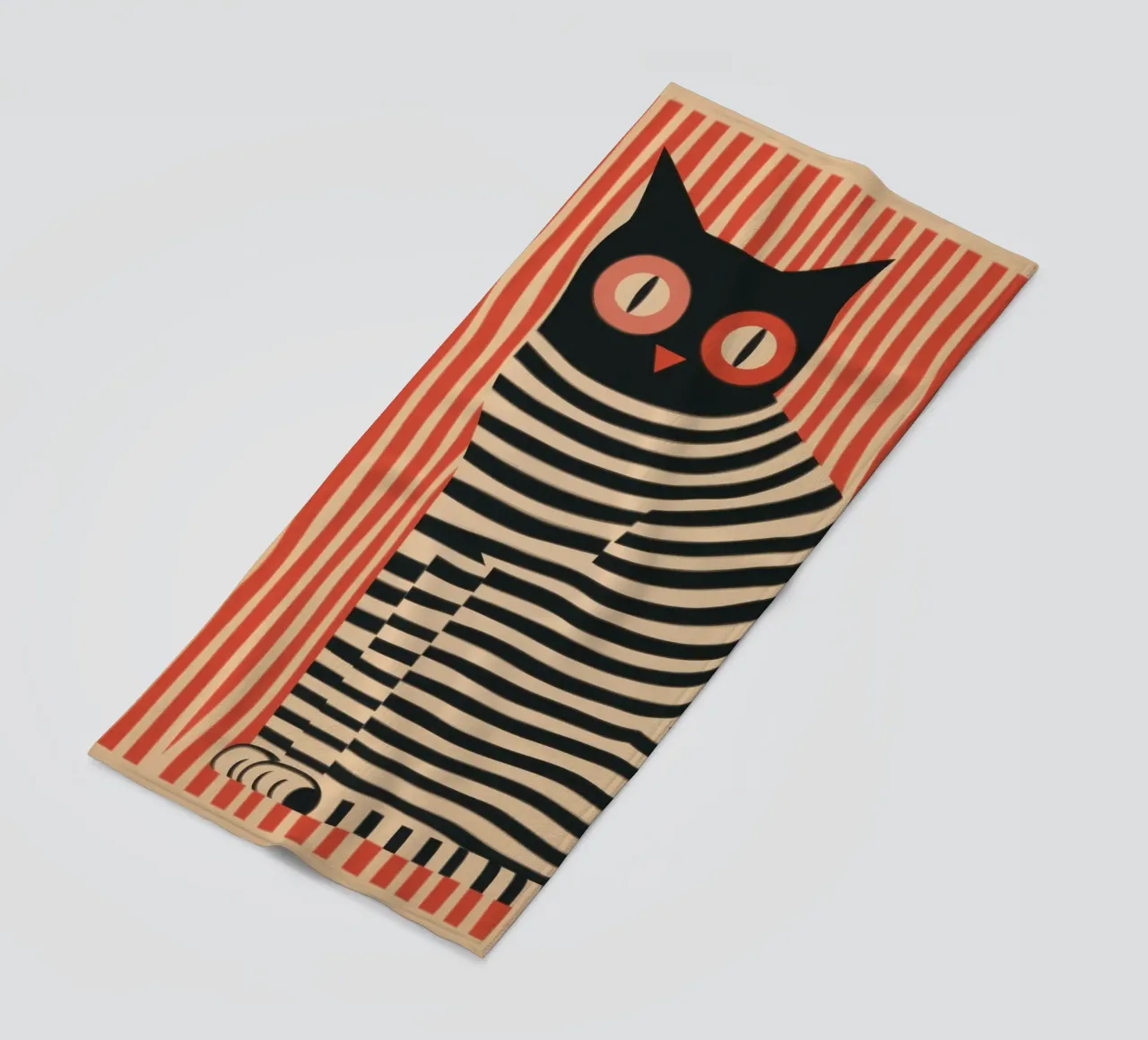 striped cat devil strandhanddoek van Autofocus