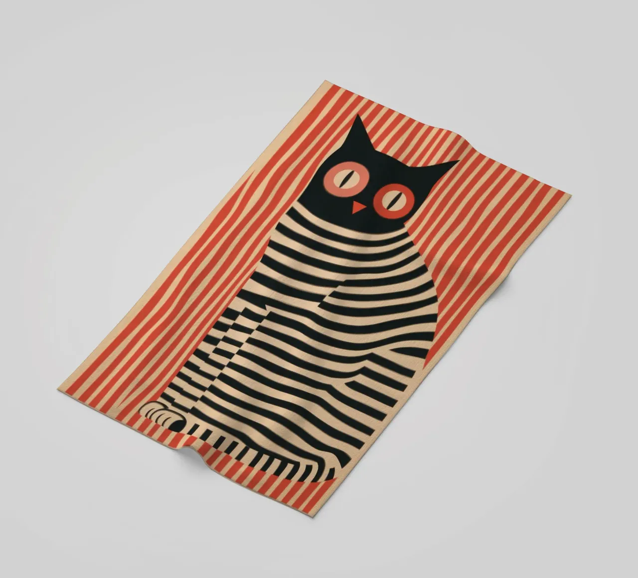 striped cat devil strandhanddoek van Autofocus