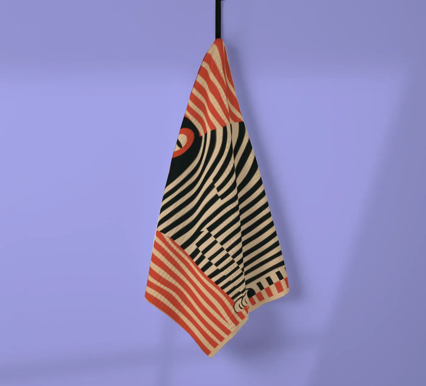 striped cat devil tea towel by Autofocus