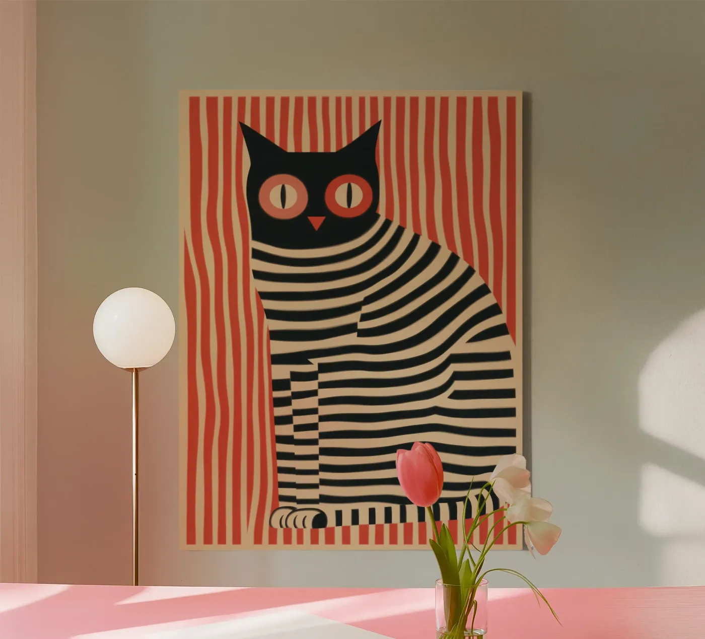 striped cat devil canvas by Autofocus