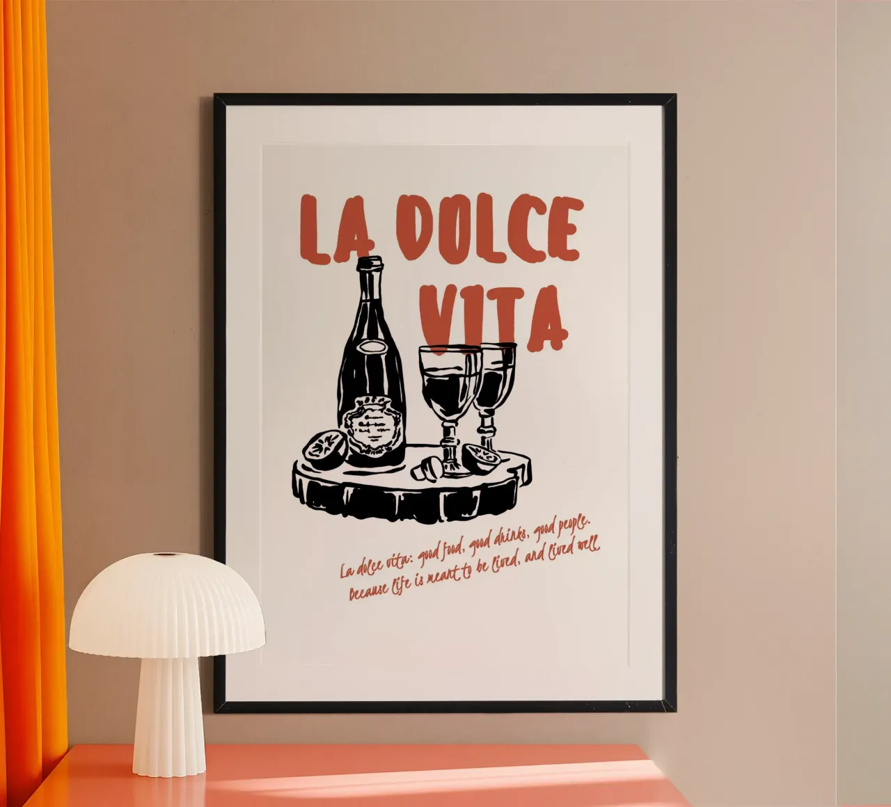 Boho Vacation 5 La Dolce Vita poster con telaio in plastica da Boho Print Collection