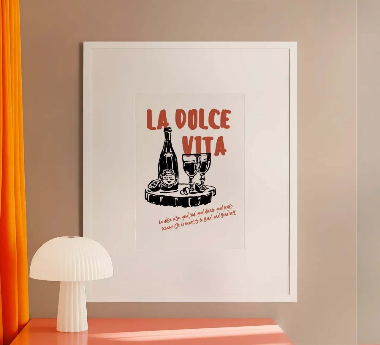 Boho Vacation 5 La Dolce Vita poster con telaio in plastica da Boho Print Collection