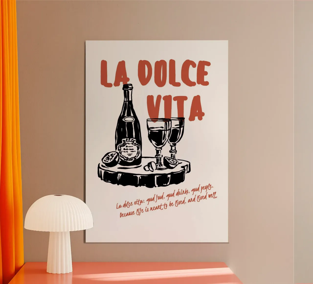 Boho Vacation 5 La Dolce Vita poster con telaio in plastica da Boho Print Collection
