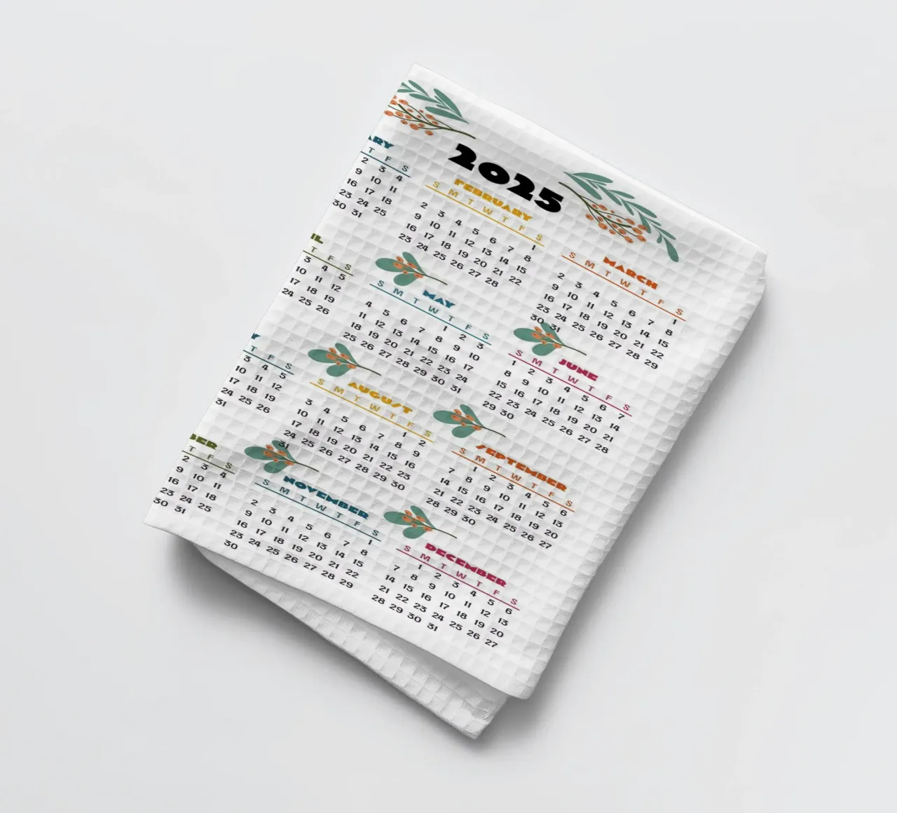 Calendar 2025 Birdsong - English version canovaccio da cucina da 2fevrierArtStudio
