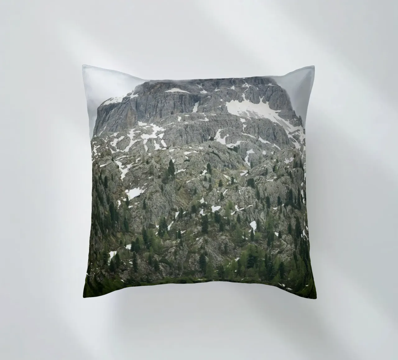 Grey mountain with trees decorative cushion by karijn_landscapes