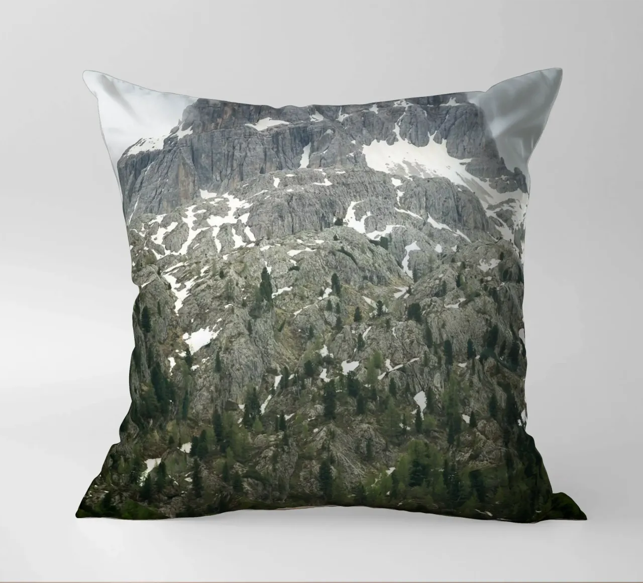 Grey mountain with trees decorative cushion by karijn_landscapes