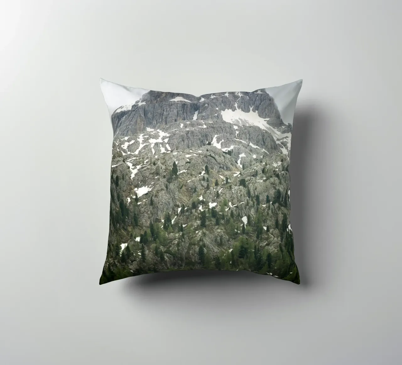 Grey mountain with trees decorative cushion by karijn_landscapes