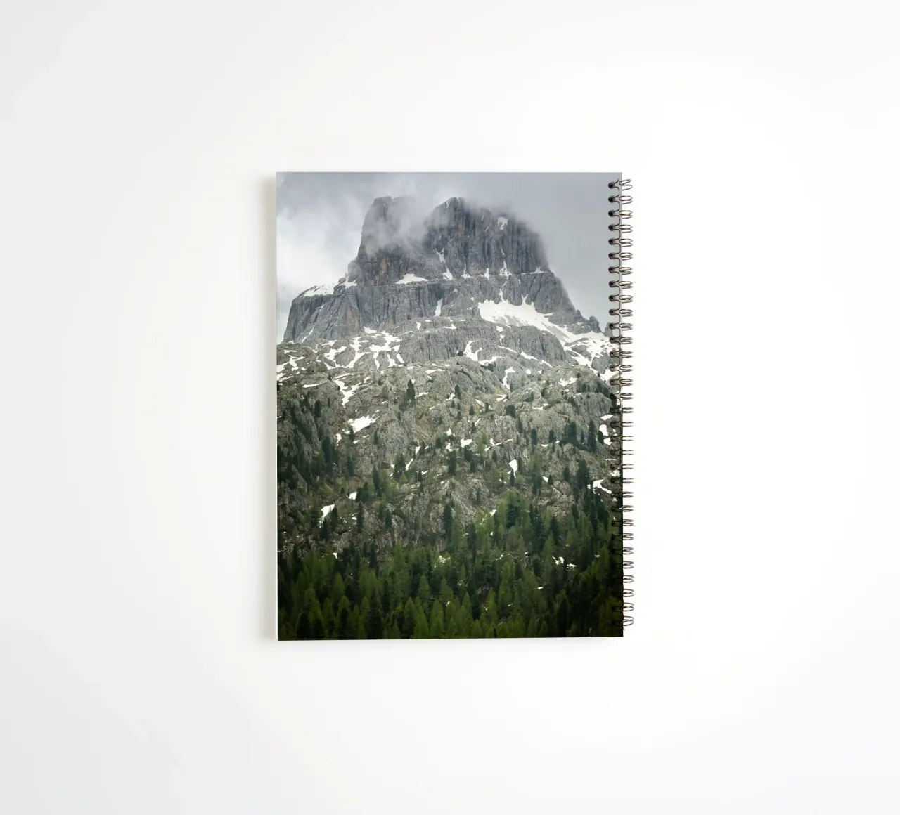 Grey mountain with trees spiral notebook by karijn_landscapes