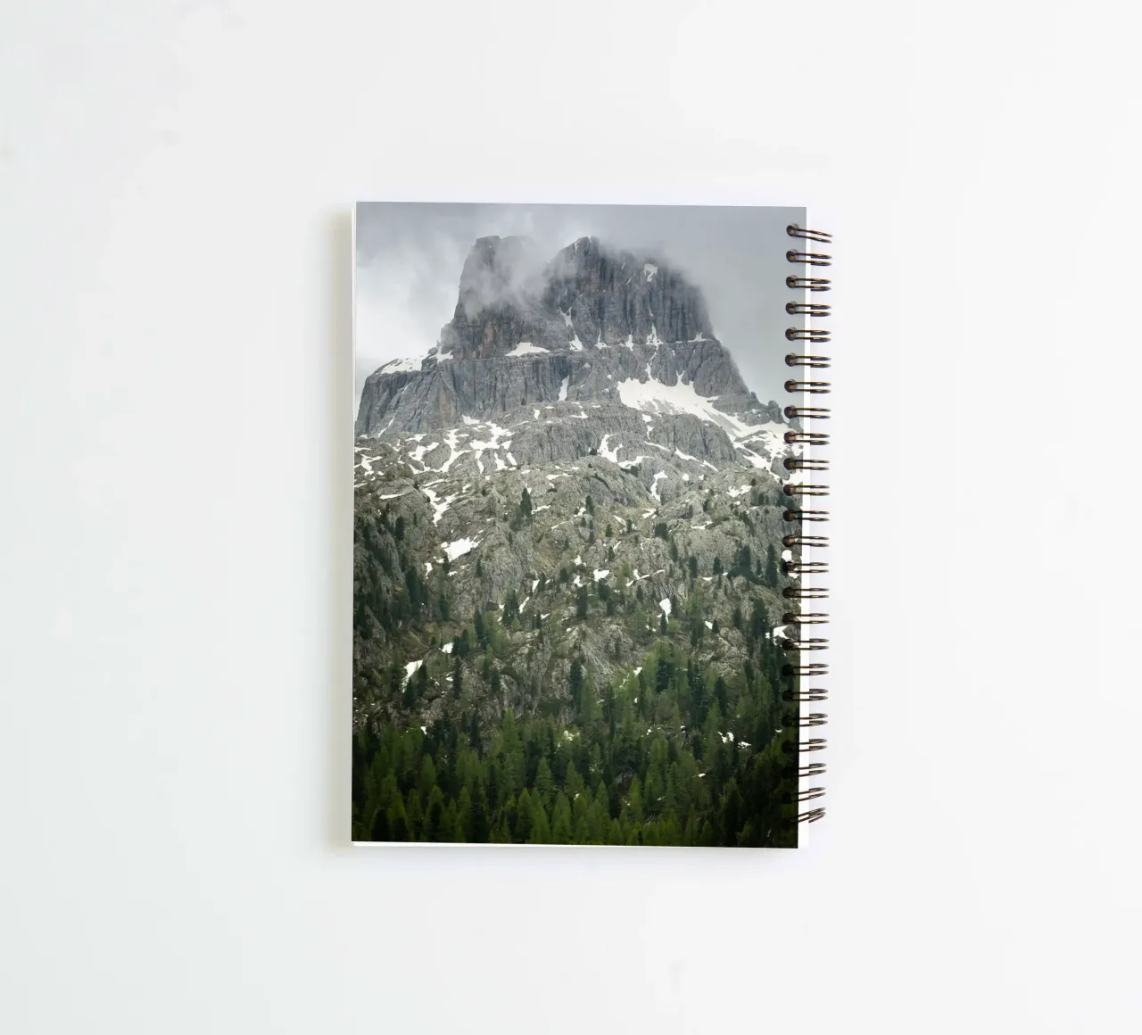 Grey mountain with trees spiral notebook by karijn_landscapes