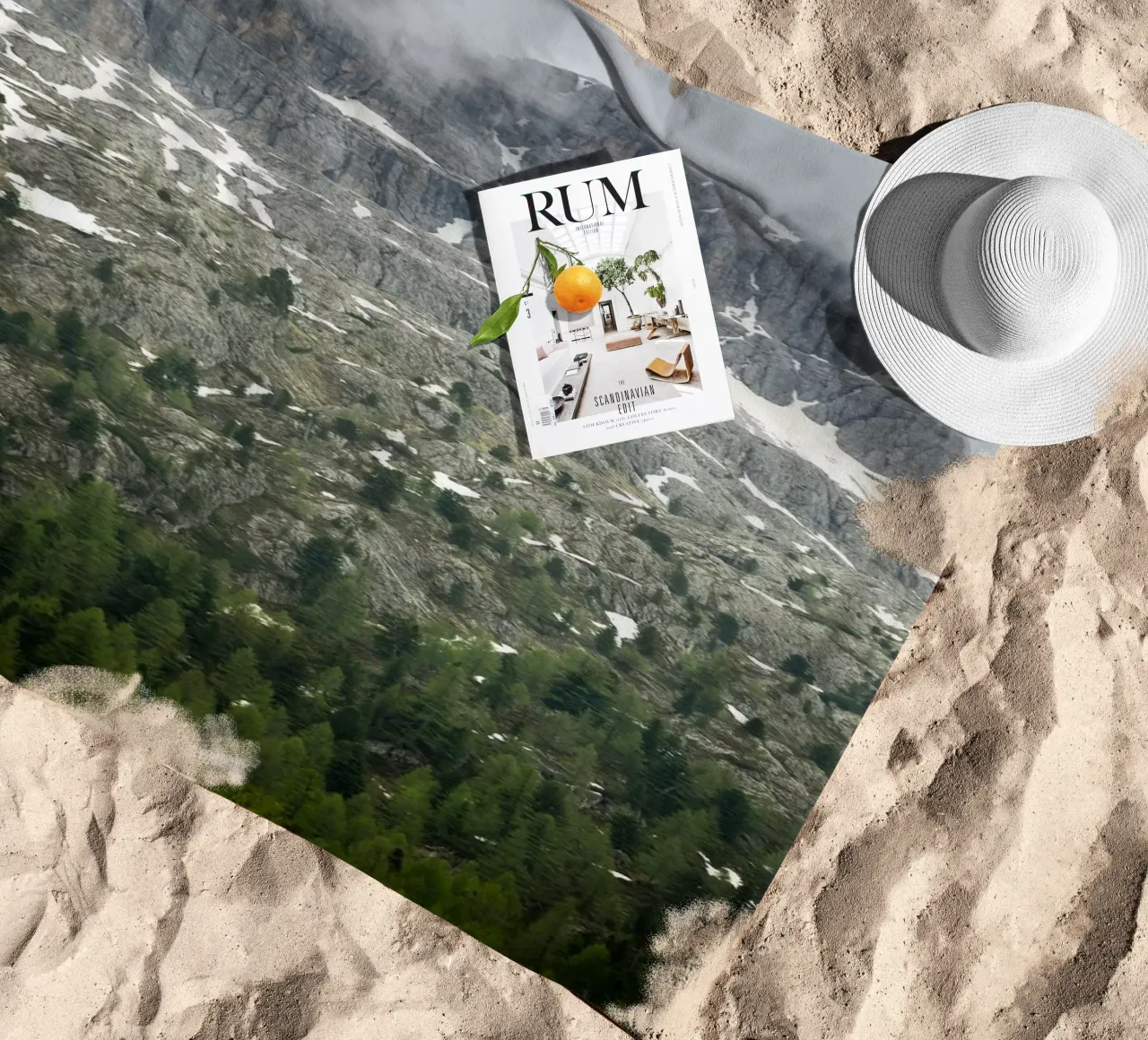 Grey mountain with trees beach towel by karijn_landscapes