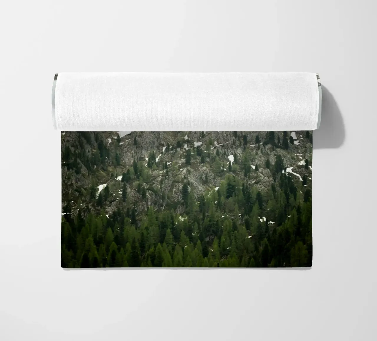 Grey mountain with trees beach towel by karijn_landscapes