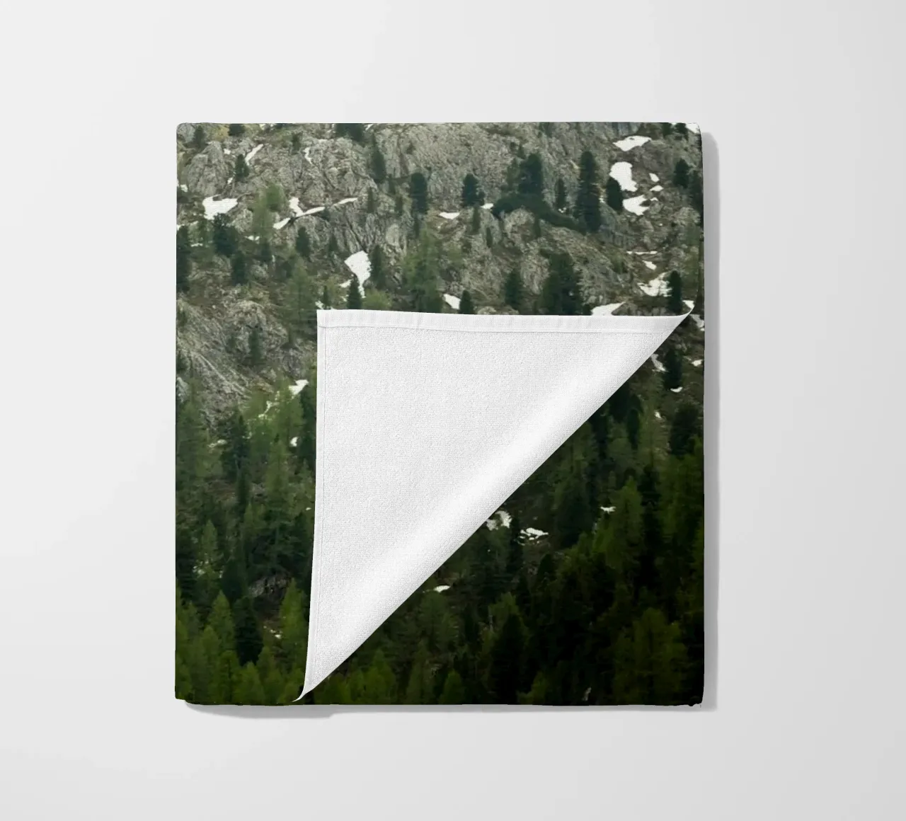 Grey mountain with trees beach towel by karijn_landscapes