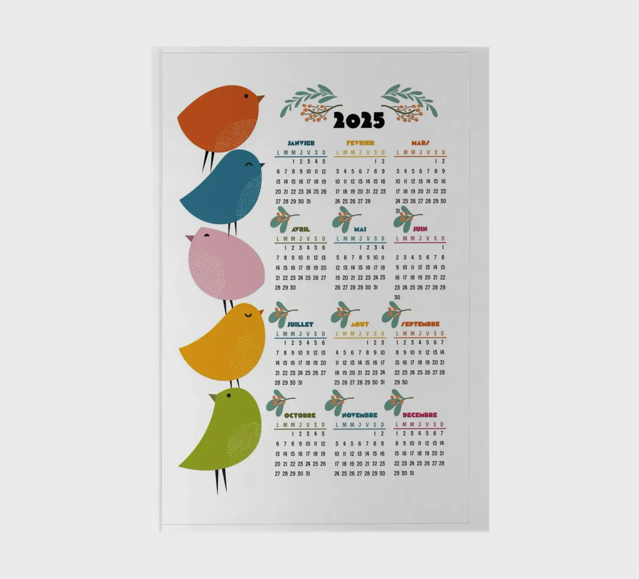 Birdsong 2025 calendar - French version notebook by 2fevrierArtStudio