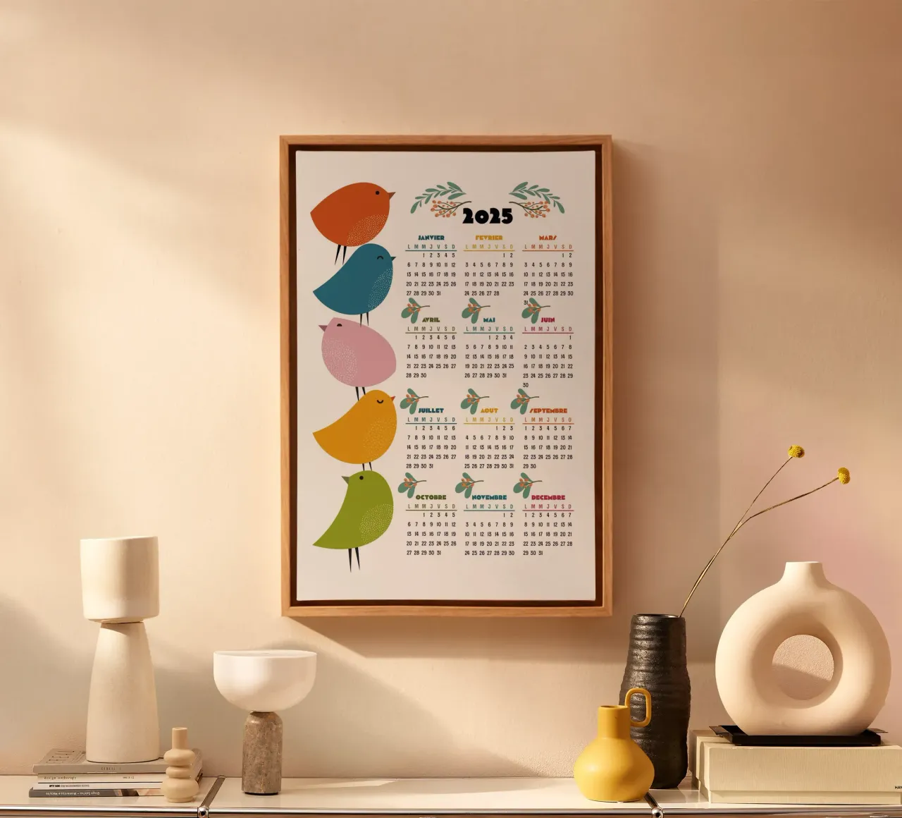 Birdsong 2025 calendar - French version canvas by 2fevrierArtStudio