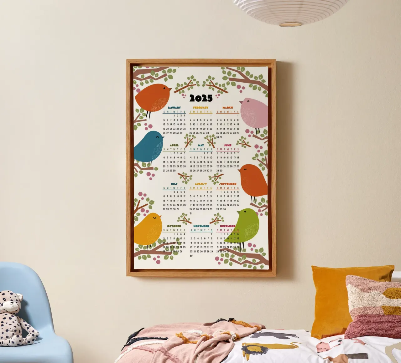 Calendar 2025 - Bird in the tree - English version canvas by 2fevrierArtStudio