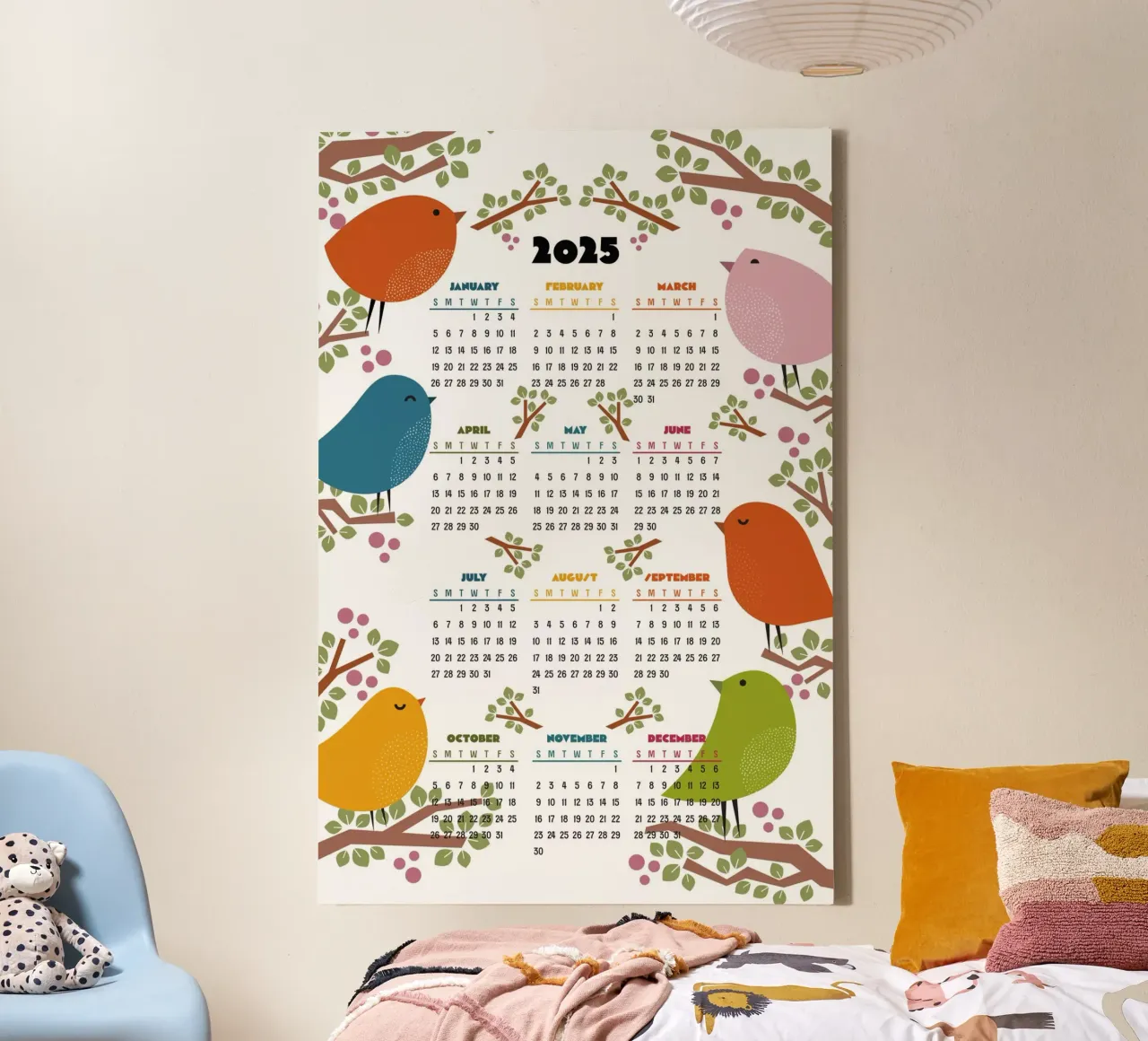 Calendar 2025 - Bird in the tree - English version canvas by 2fevrierArtStudio