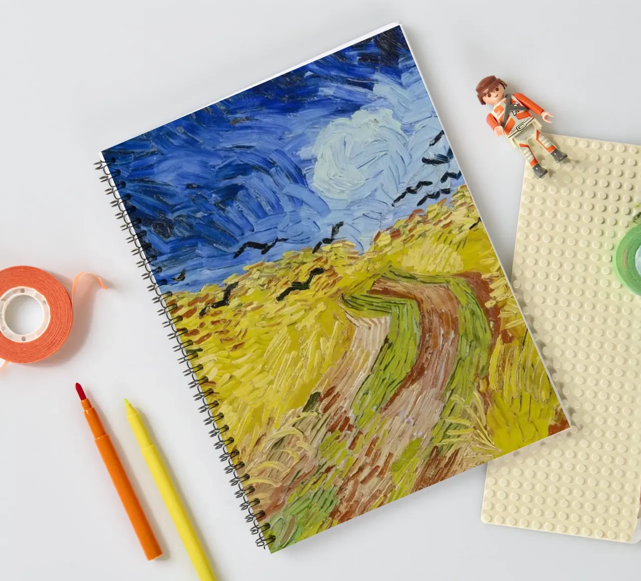 Vincent Van Gogh - Wheat Field with Crows spiral notebook by Timeless Artworks