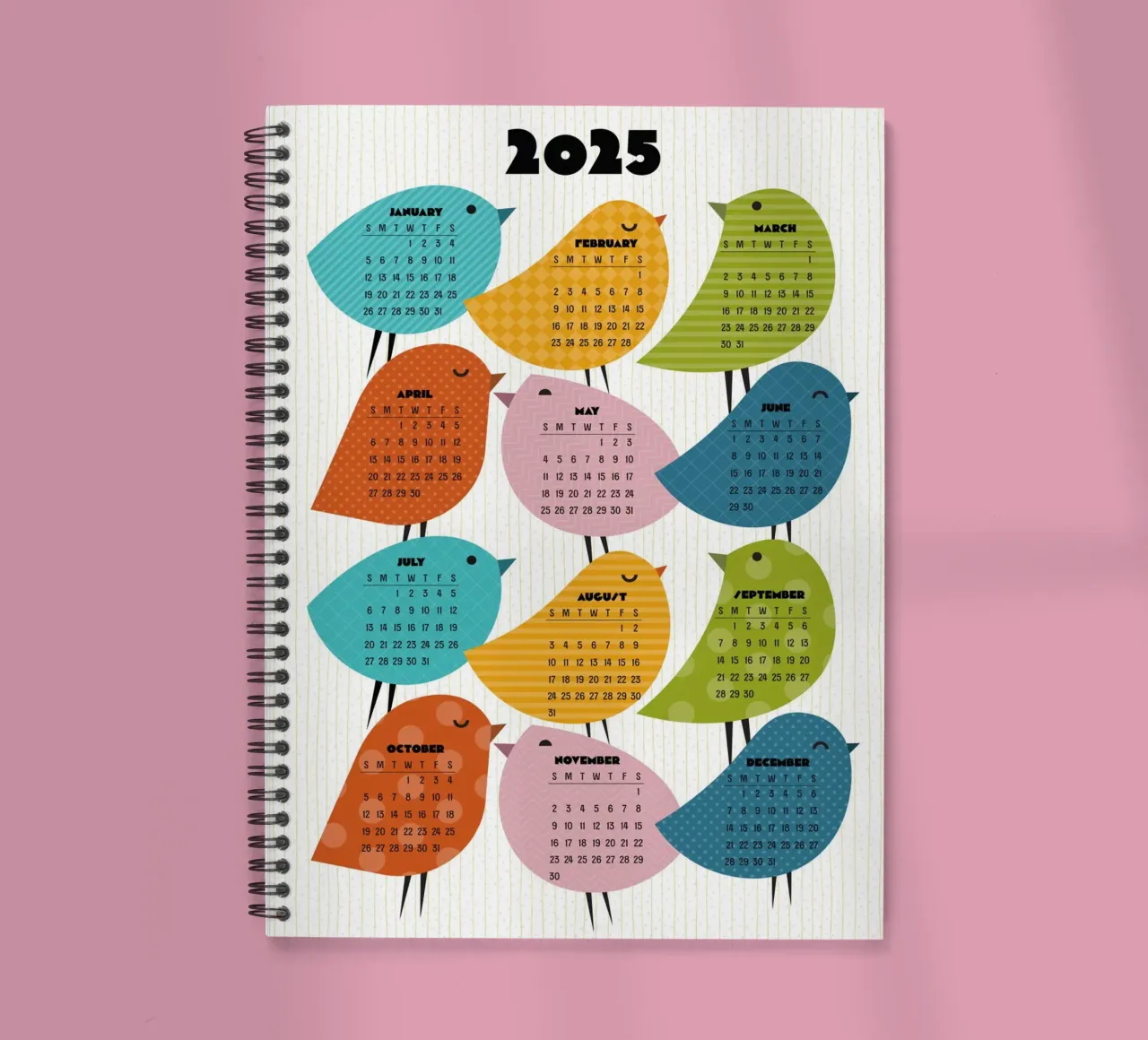 Calendar 2025 Just Bird - English version spiral notebook by 2fevrierArtStudio